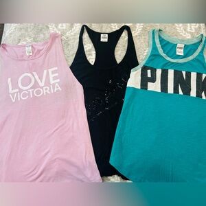 3️⃣Victoria's Secret Pink and Black Tank Tops